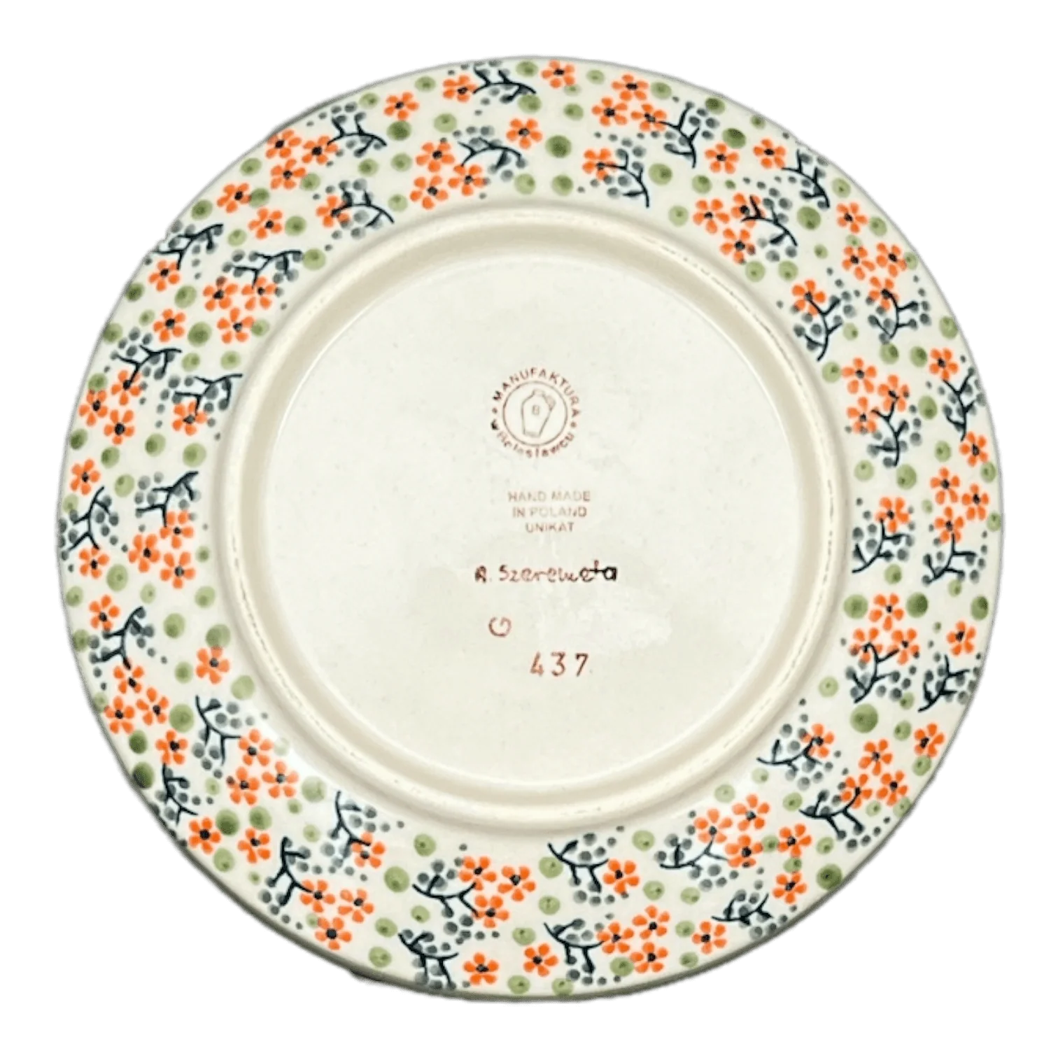 Plate, Round, Dessert, 7.25" in "Peach Blossoms - Solid Rim" by Manufaktura | T131S-AS46A - Image 3