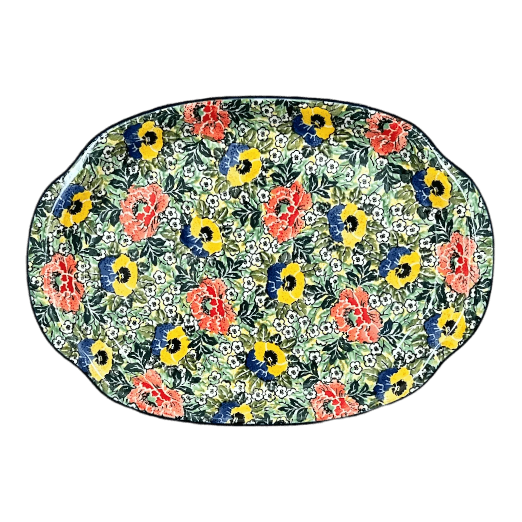 Tray, Oval, Handles, 10.75" x 15.25" in "Tropical Love" by Ceramika Artystyczna | A684-U4705 - Image 3